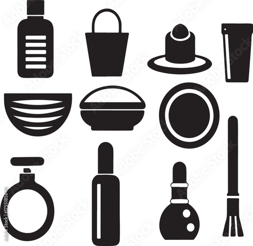 Beauty and Cosmetic Product Icons on White Background vector illustration