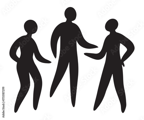 Abstract Human Silhouette Group , Minimalist People Vector Illustration for Teamwork and Community Design