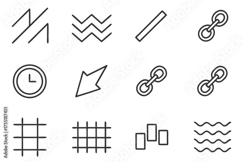 Abstract Geometric Shapes and Symbols Line Art Collection vector illustration