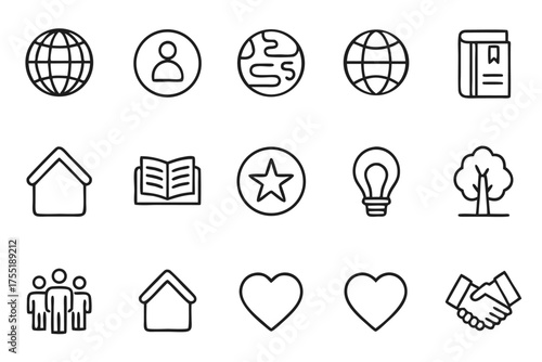 Collection of Social and Educational Icons globe person icon