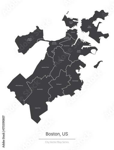 Boston Map. vector map of city in the US.