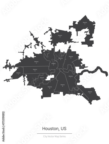 Huston Map. vector map of city in the US.