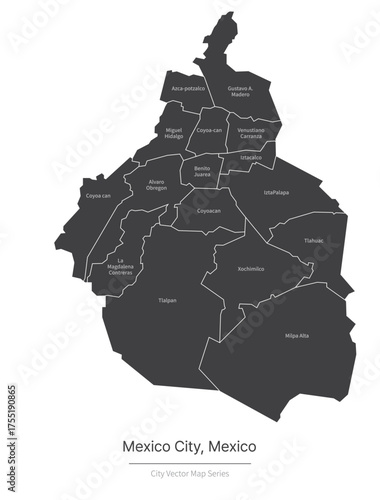 Mexico city Map. vector map of city in the mexico.