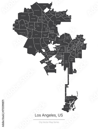 Los Angeles Map. vector map of city in the US.