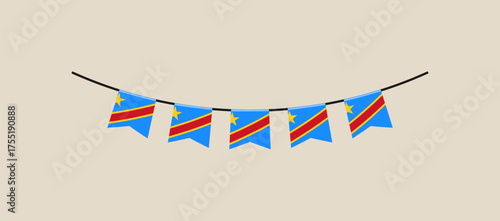 republic congo festive ribbon flag vector illustration. Modern vibrant flag emblem design in authentic national colors. Isolated vector design