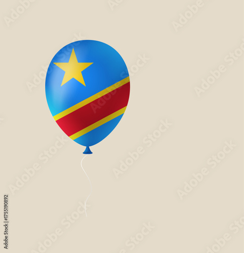 republic congo flag balloon vector illustration. Modern vibrant flag emblem design in authentic national colors. Isolated vector design