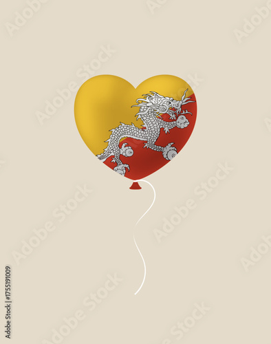 Bhutan heart flag vector illustration. Modern vibrant flag emblem design in authentic national colors. Isolated vector design