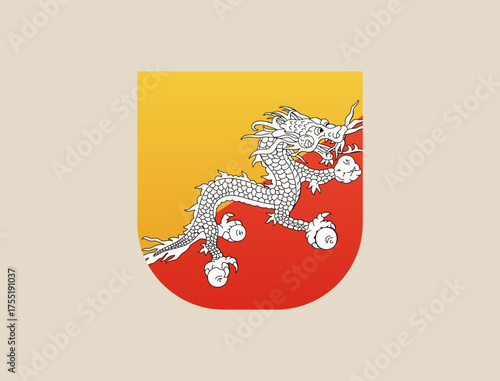 Bhutan flag vector illustration. Modern vibrant flag emblem design in authentic national colors. Isolated vector design