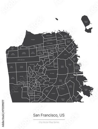 San francisco Map. vector map of city in the US.