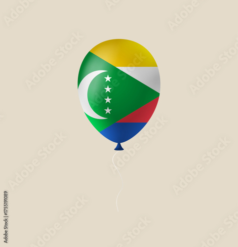 comoros flag balloon vector illustration. Modern vibrant flag emblem design in authentic national colors. Isolated vector design