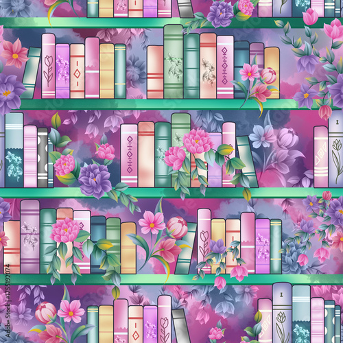 seamless background with flowers library