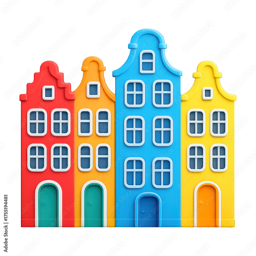 Naklejka premium PNG Colorful Dutch-style house facades