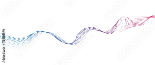 Flowing Dot Wave halftone gradient pattern on transparent background	
