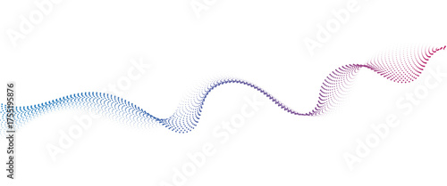 Flowing Dot Wave halftone gradient pattern on transparent background	
