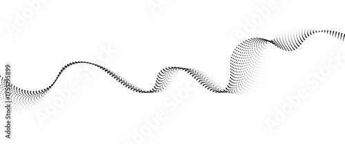 Flowing Dot Wave halftone gradient pattern on transparent background	
