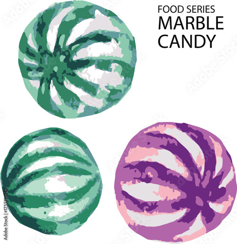vector illustration of a watermelon candy marble 