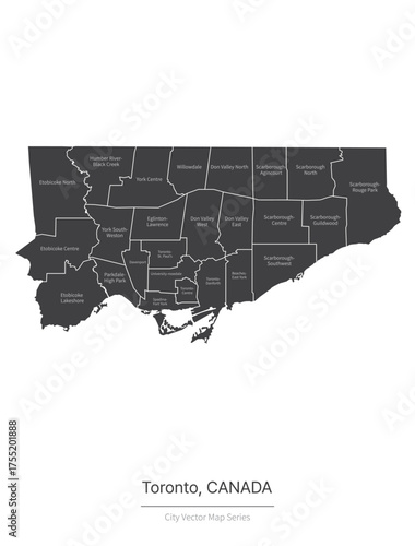 Toronto Map. vector map of city in the CANADA.