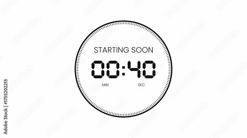 Starting soon countdown 45 second digital clock with alpha channel in ...