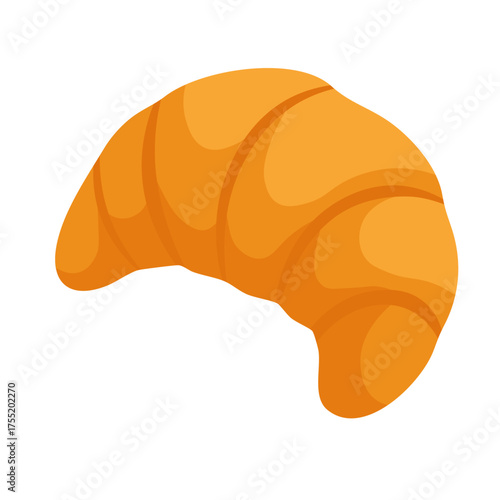 Flat vector illustration of a croissant pastry in warm orange tones, cute minimal design, white background.