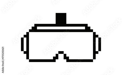 Pixelated Virtual Reality Headset Icon on White Background for Gaming Concepts