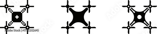 Drones in different levels of detail isolated on white background
