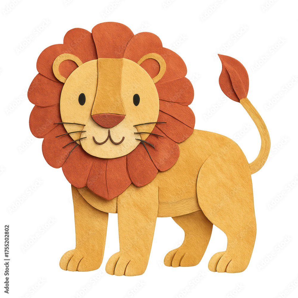 Obraz premium PNG Cute paper lion illustration