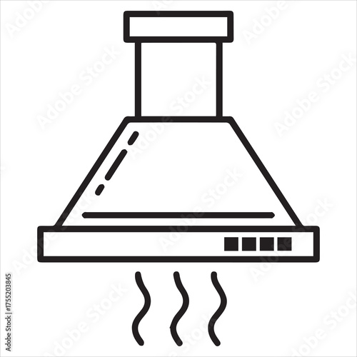Kitchen Hood Icon Ventilation Extractor Fan Appliance Line Art Vector Graphic