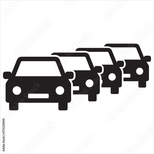 Row of Cars Vehicle Fleet Transportation Symbol Design Automotive Industry