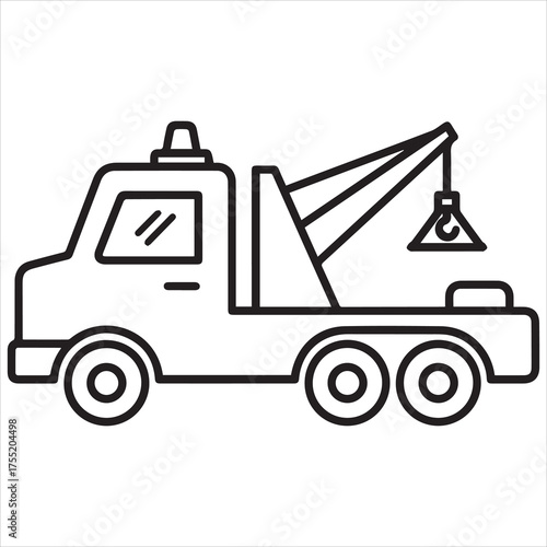 Tow Truck Outline Icon Represents Vehicle Assistance Roadside Help