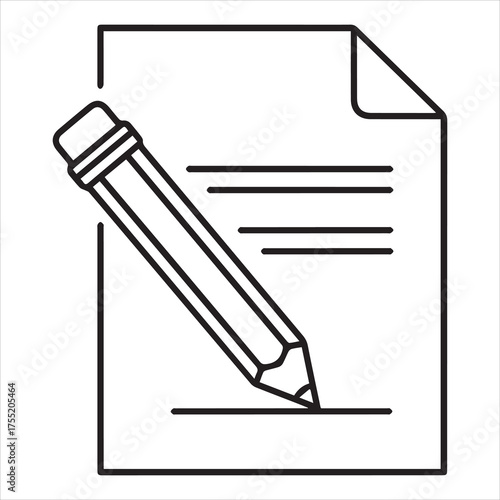 Document Icon Pencil Vector Illustration Writing Symbol Paper Note Design