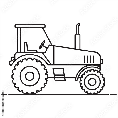 Tractor Farm Vehicle Icon Agriculture Farming Machinery Equipment Flat Design