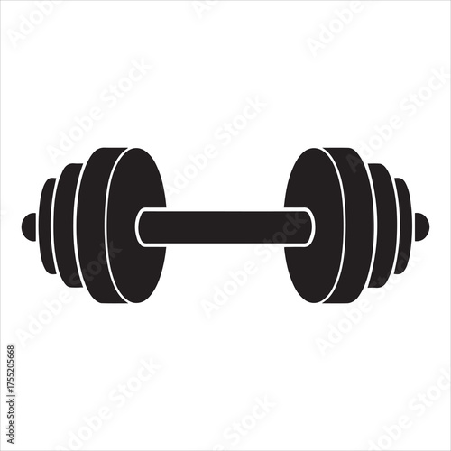 Dumbbell Silhouette Weightlifting Training Exercise Fitness Equipment Isolated Vector