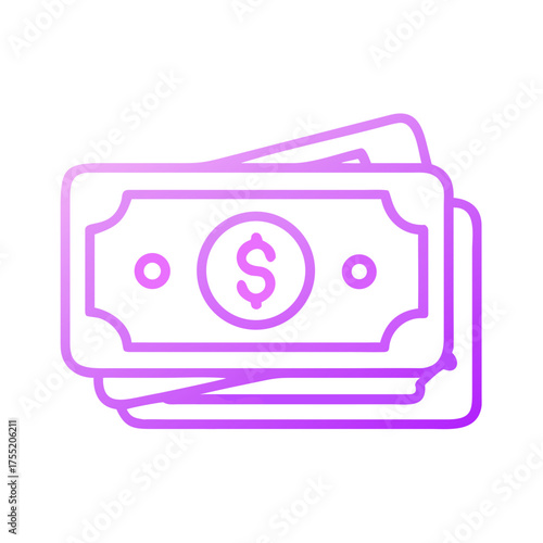 Stack of Paper Money Bills Flat Vector Icon