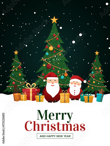 Merry Christmas and Happy New Year Template Flyer Design Card