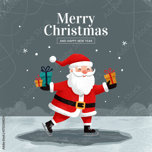 Merry Christmas and Happy New Year Template Flyer Design Card