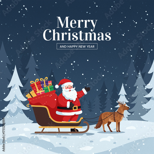Merry Christmas and Happy New Year Template Flyer Design Card