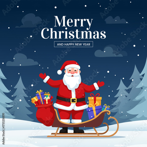 Merry Christmas and Happy New Year Template Flyer Design Card