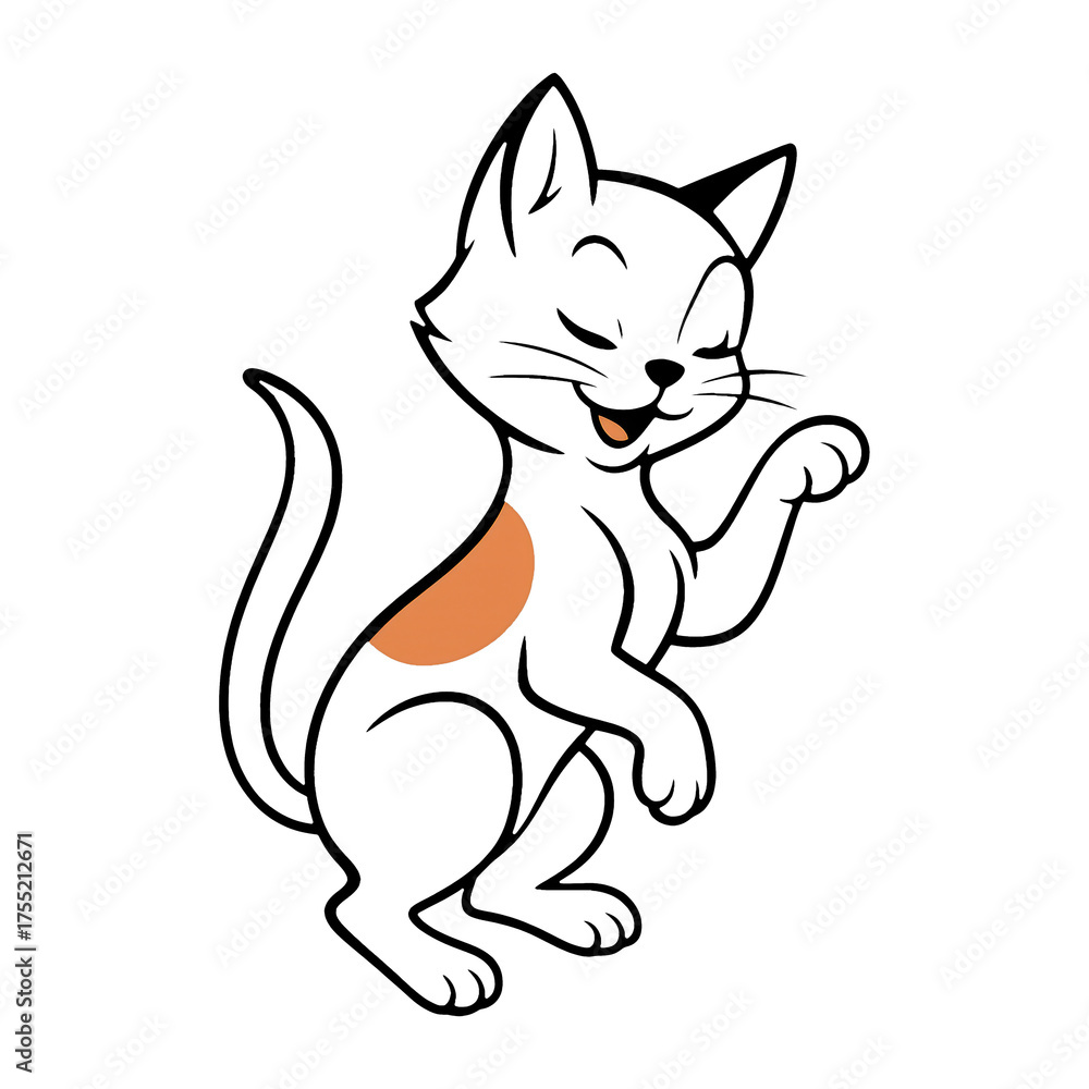 Obraz premium PNG Playful cartoon cat illustration.
