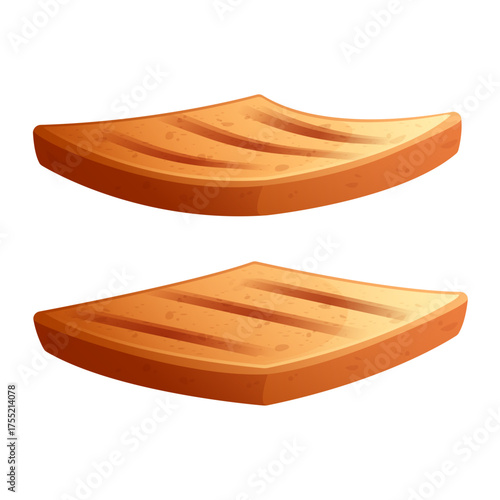 Toasted Bread Slices Cartoon Style Vector Isolated on White Background