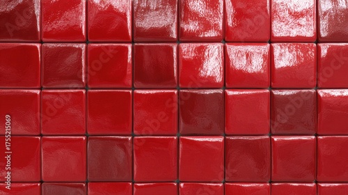 Glossy red tiles shine brightly adding a lively touch to a modern space with their rich color.