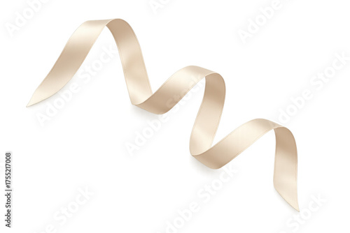 Wavy cream satin ribbon flowing design transparent background
