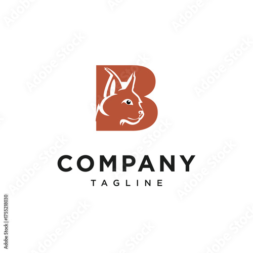 Letter B Caracal Cat Logo Icon Vector