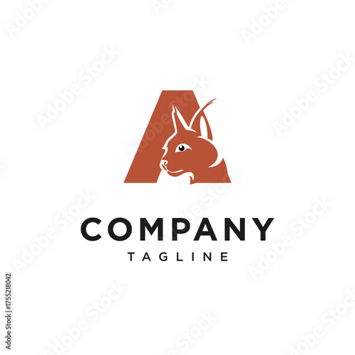 Letter A Caracal Cat Logo Icon Vector