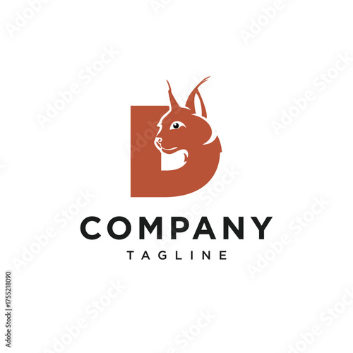 Letter D Caracal Cat Logo Icon Vector