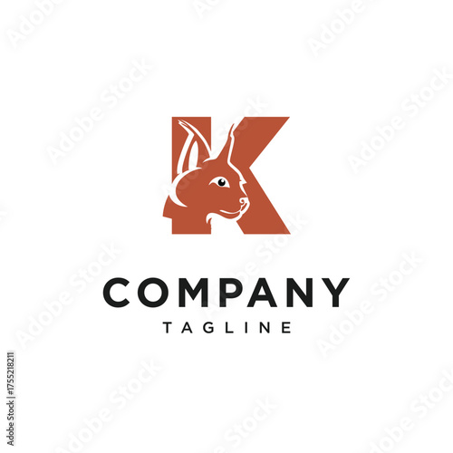 Letter K Caracal Cat Logo Icon Vector