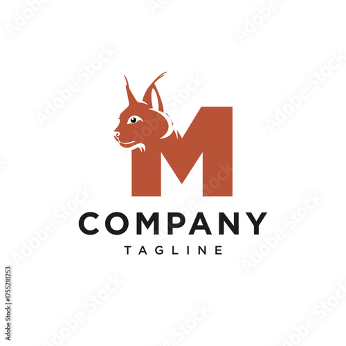 Letter M Caracal Cat Logo Icon Vector