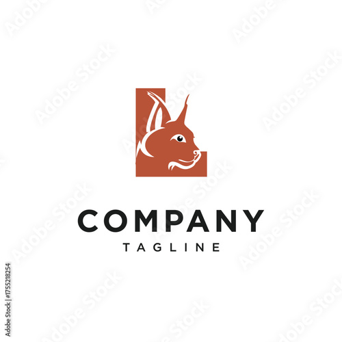 Letter L Caracal Cat Logo Icon Vector