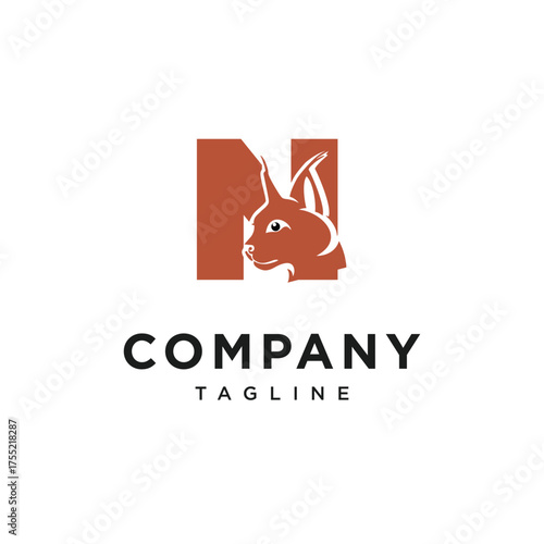 Letter N Caracal Cat Logo Icon Vector