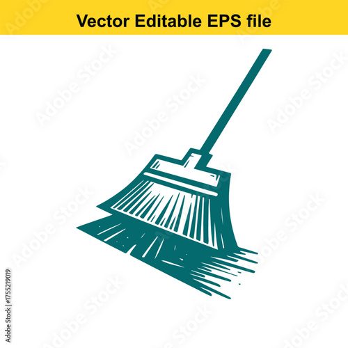 Vector art of hand broom and dustpan cleaning tool