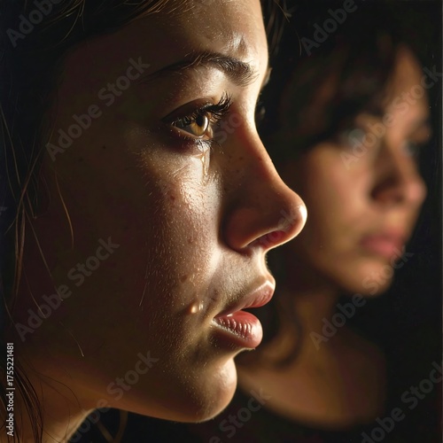 Tearful Reflection - A Portrait of Sorrow and Inner Turmoil.